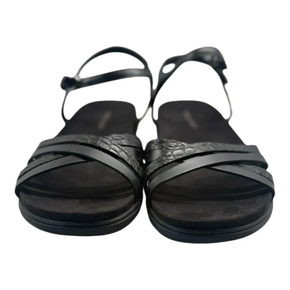 Easy Spirit Dottle 3 Embossed Comfort Sandals Women’s Size 8 Black Ankle Strap